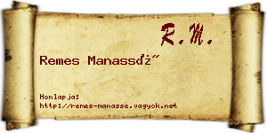 Remes Manassé névjegykártya